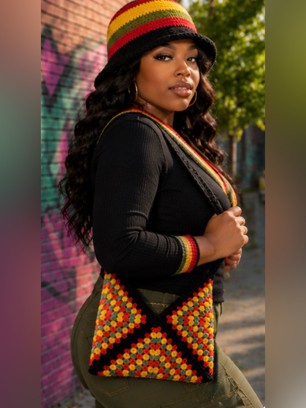 Rasta Crochet Shoulder Bag